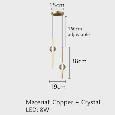 suspension LED en laiton design moderne avec cordon réglable
