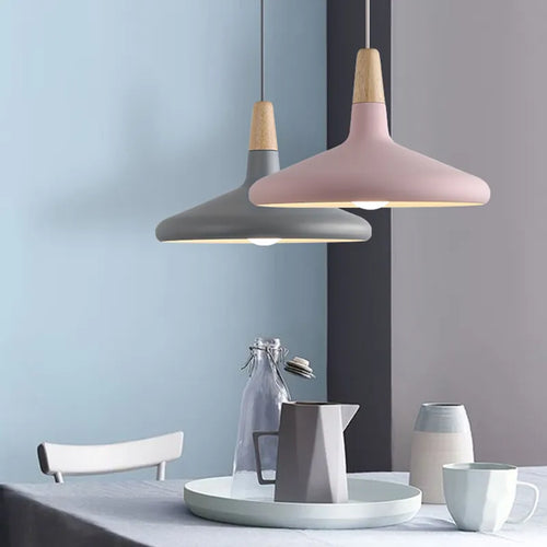 suspension moderne nordique en bois et aluminium pour décoration - vue 6 sur 6