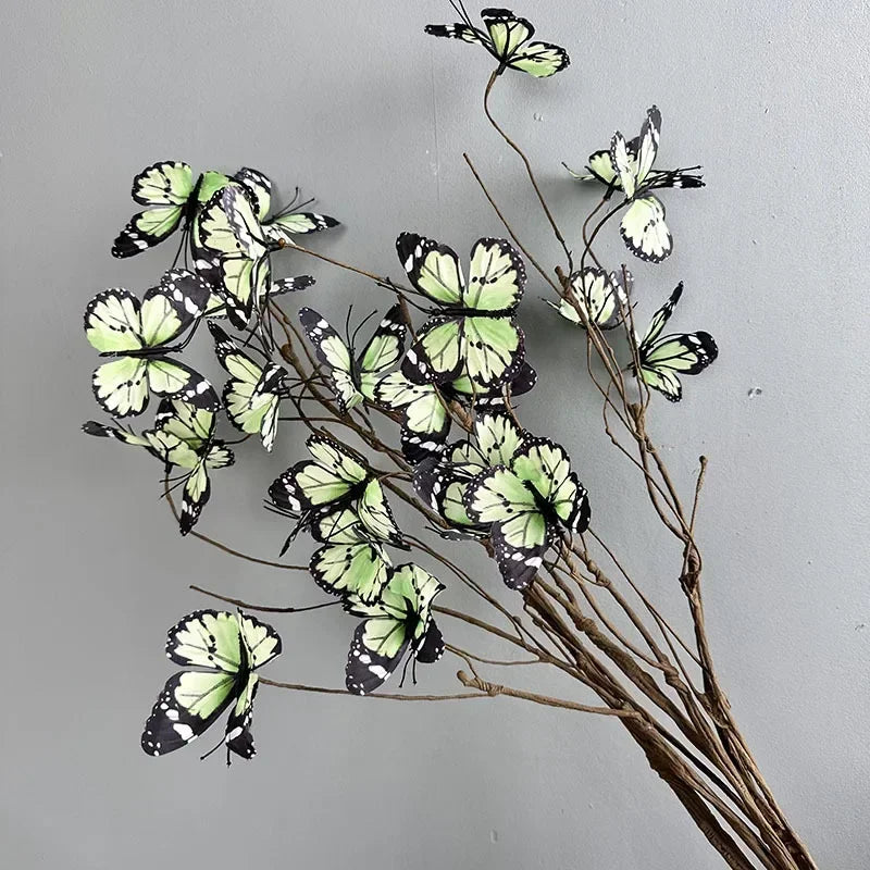 branche de papillon artificielle avec fausses fleurs décoratives pour jardin - vue 1 sur 13