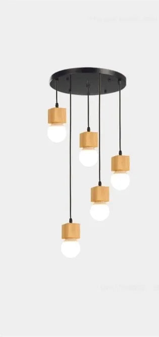 suspension vintage en bois de chêne design moderne - vue 9 sur 15