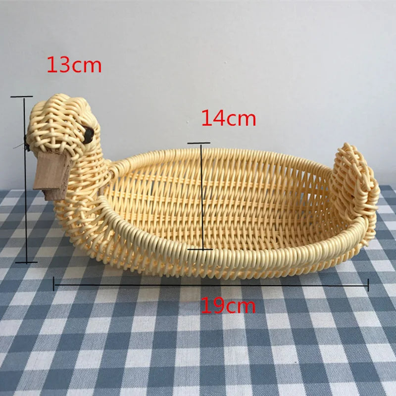 panier de rangement en rotin tissé style animal fait main - vue 8 sur 29