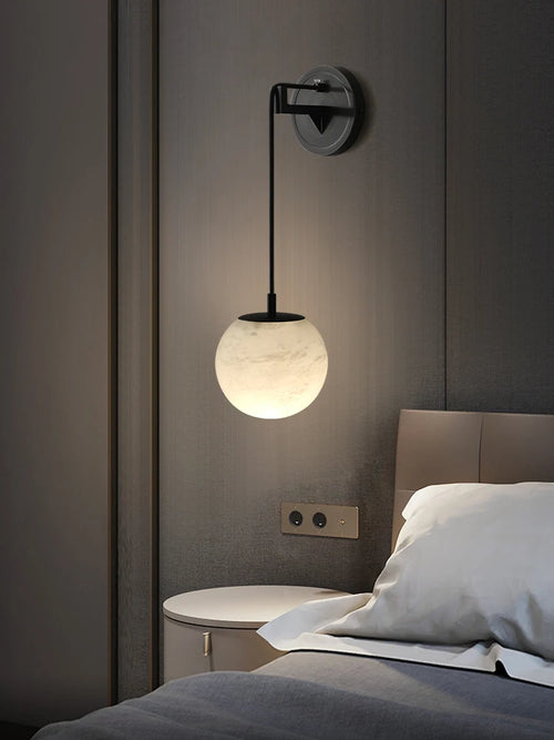 lampe de chevet moderne en cuivre et marbre naturel - vue 4 sur 10