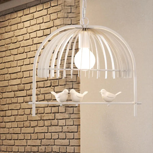 lustre nordique en résine et fer en forme de cage à oiseaux pour restaurants - vue 5 sur 10