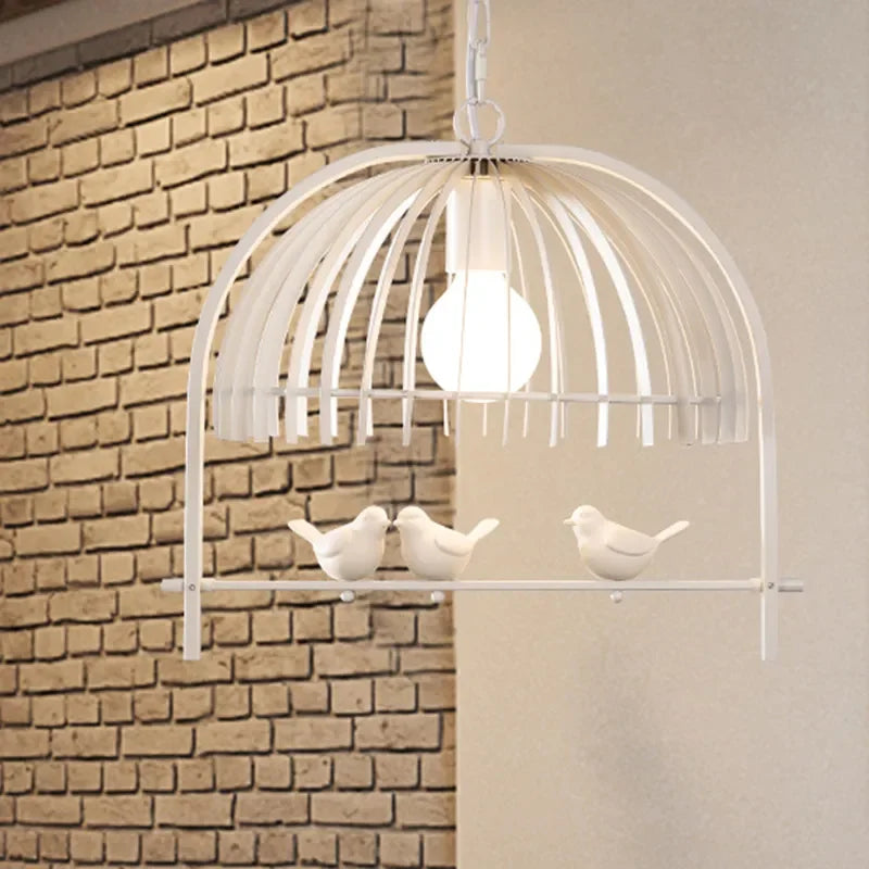 lustre nordique en résine et fer en forme de cage à oiseaux pour restaurants - vue 5 sur 10