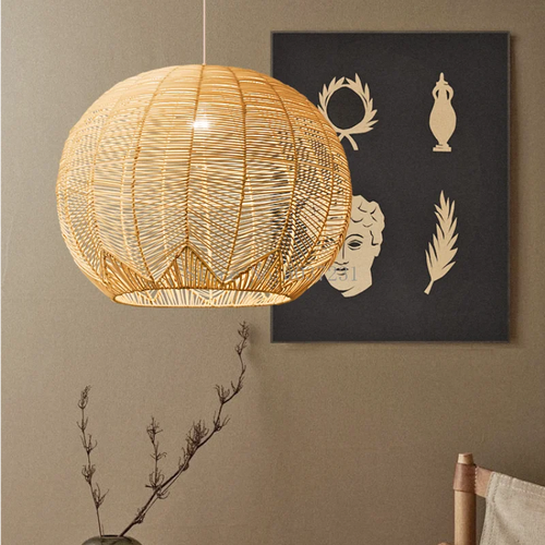 suspension lumières en bambou chinois japonais zen créatif rotin - vue 5 sur 6