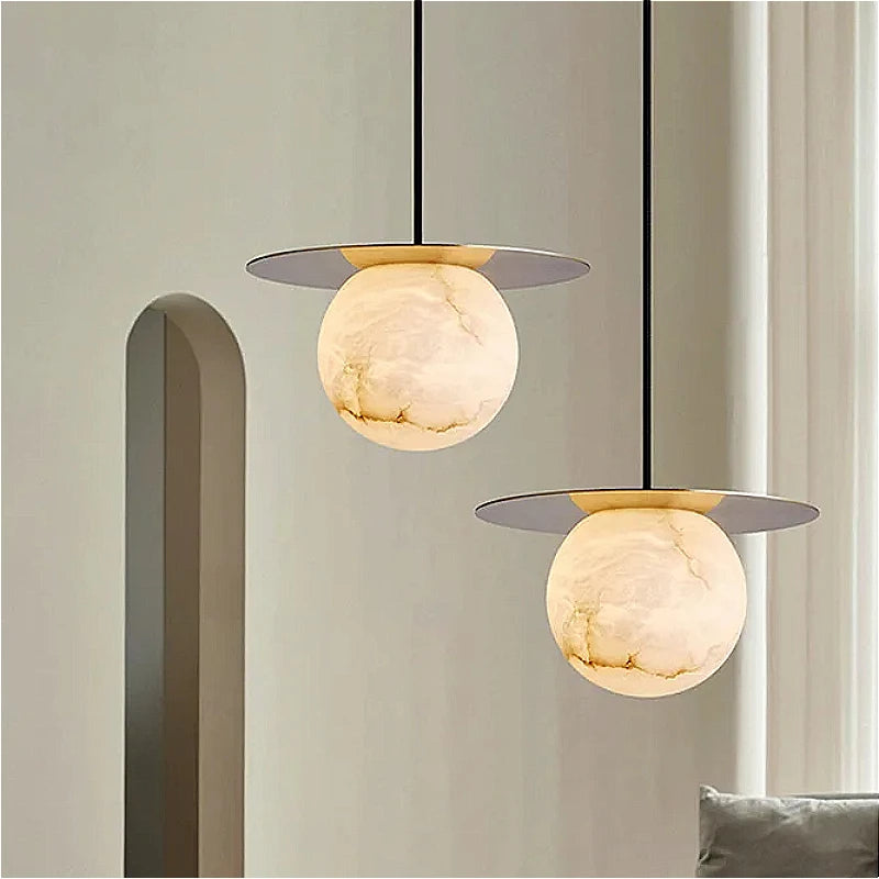 lustre nordique en marbre créatif design lumineux moderne - vue 1 sur 7
