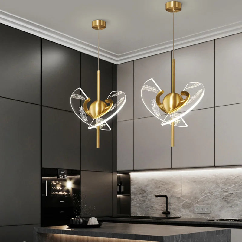 lustre moderne en cuivre pour décoration créative intérieur élégant - vue 4 sur 14