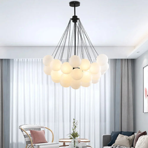 lustre moderne en verre avec boules led pour décoration - vue 2 sur 10