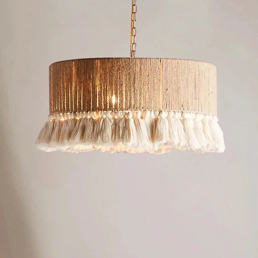 Suspension Vintage à franges en tissu ficelle - vue 6 sur 10