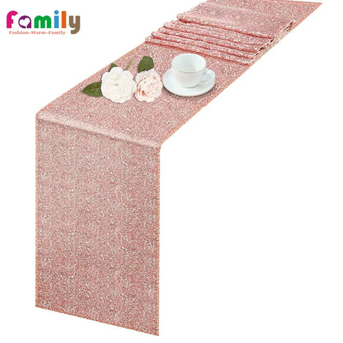 Chemin de table à paillettes doré argent rose - vue 3 sur 7