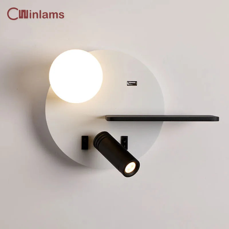 applique murale led avec chargement usb pour téléphone portable - vue 1 sur 10