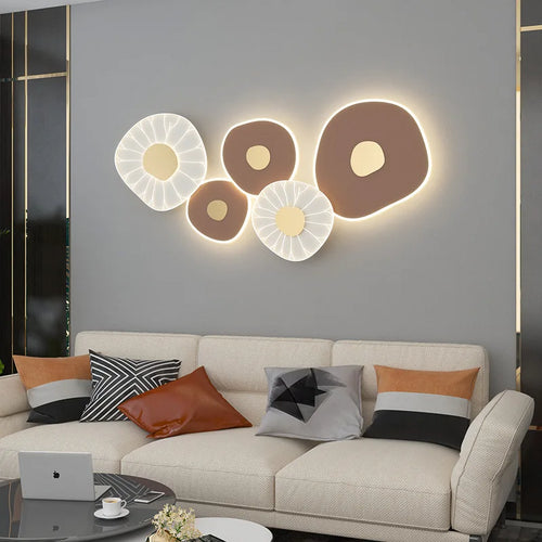 applique murale led feuille de lotus 3 luminaires gradation variable décoration artistique - vue 2 sur 7