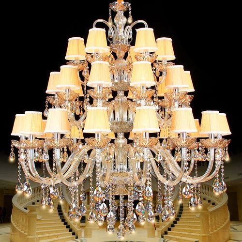 lustre moderne en chrome en cristal pour éclairage de luxe - vue 5 sur 10