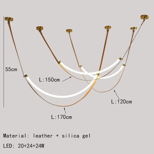 lustre led en silicone et cuir artificiel pour hôtel - vue 10 sur 11