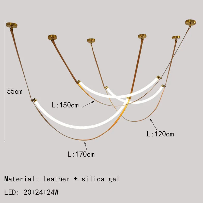 lustre led en silicone et cuir artificiel pour hôtel - vue 9 sur 11