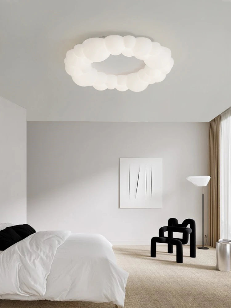 lampe nuage moderne led design anneau nordique éclairage lustre - vue 5 sur 14