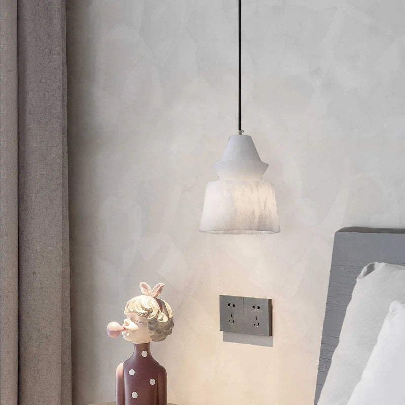 suspension moderne en marbre naturel et cuivre design élégant - vue 2 sur 8