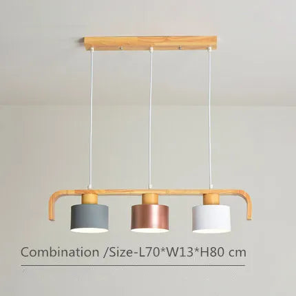 Suspension nordiques abat-jour en métal Led en bois décor à la maison lampe suspendue Restaurant café intérieur créativité lustres luminaires - vue 12 sur 16