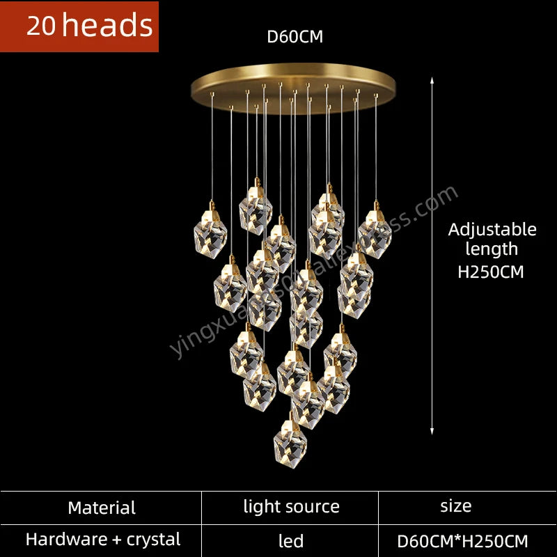 lustre en cristal suspendu pour un éclairage élégant et moderne - vue 14 sur 14
