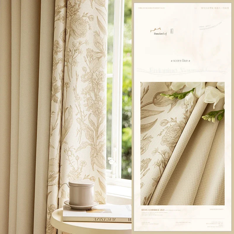 Rideau floral style retro chic pour salon chambre