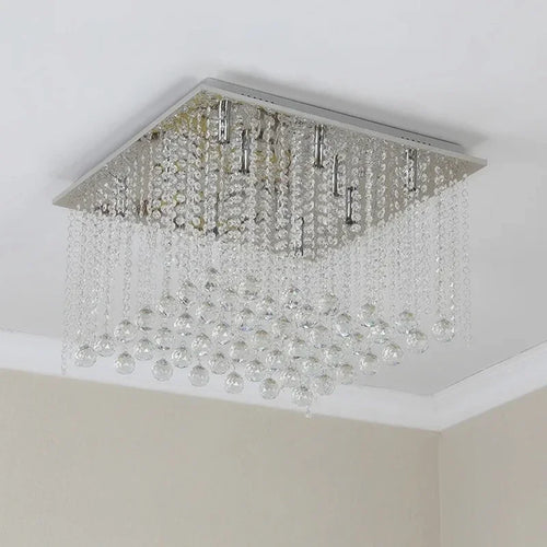Lustre en cristal carré encastré pour salon de luxe lustres en cristal suspension LED lumière décoration de la maison lampe de ciel - vue 7 sur 6