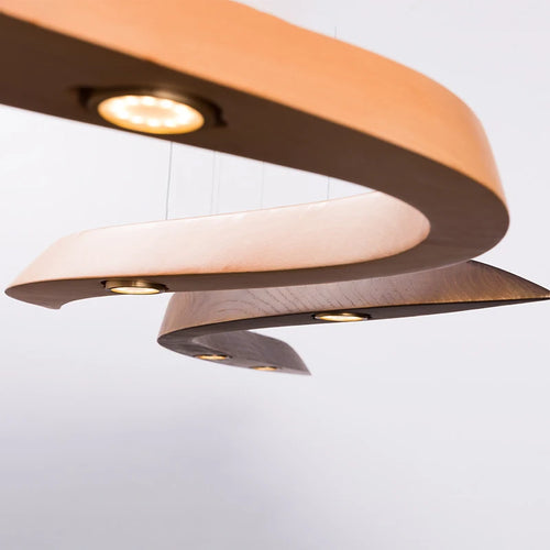 Suspension en bois modernes LED lampes suspendues luminaire salon salle à manger exposition HaIl décor intérieur éclairage lampes de plafond G4 - vue 3 sur 8