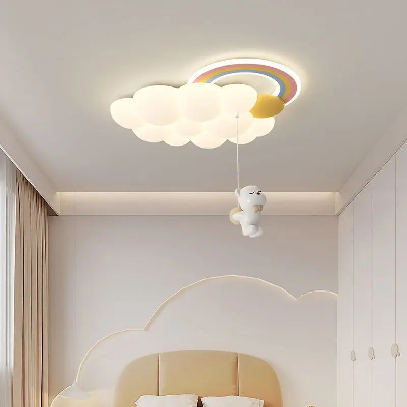 lustre arc-en-ciel nuage avec cheval lapin ours pour enfants - vue 2 sur 10