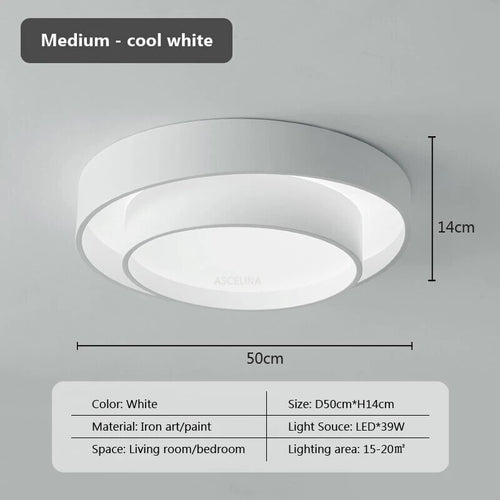 Plafonnier moderne led minimaliste blanc double rond - vue 12 sur 18