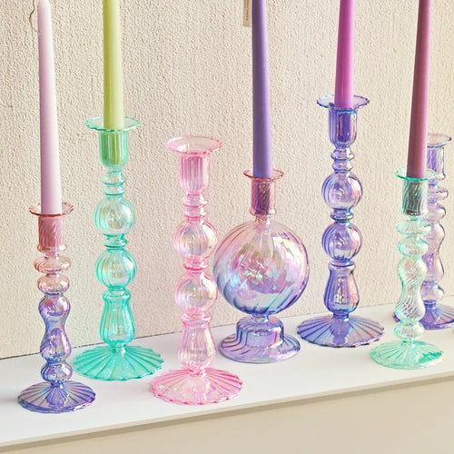 bougeoirs rétro coniques haut en verre pour décoration - vue 5 sur 32