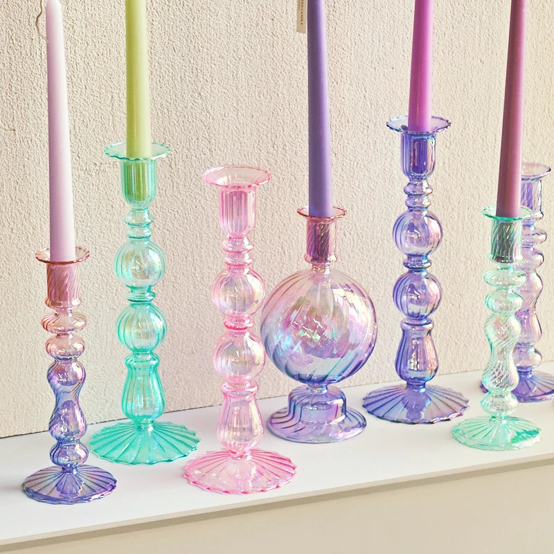 bougeoirs rétro coniques haut en verre pour décoration - vue 4 sur 32