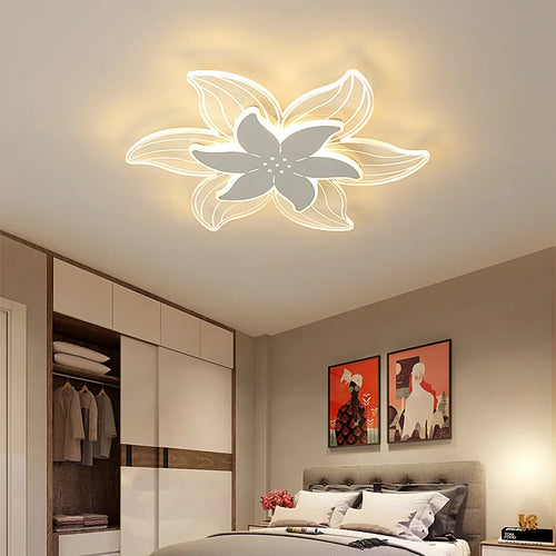 plafonnier led art déco fleuri pour bureau et étude - vue 2 sur 8