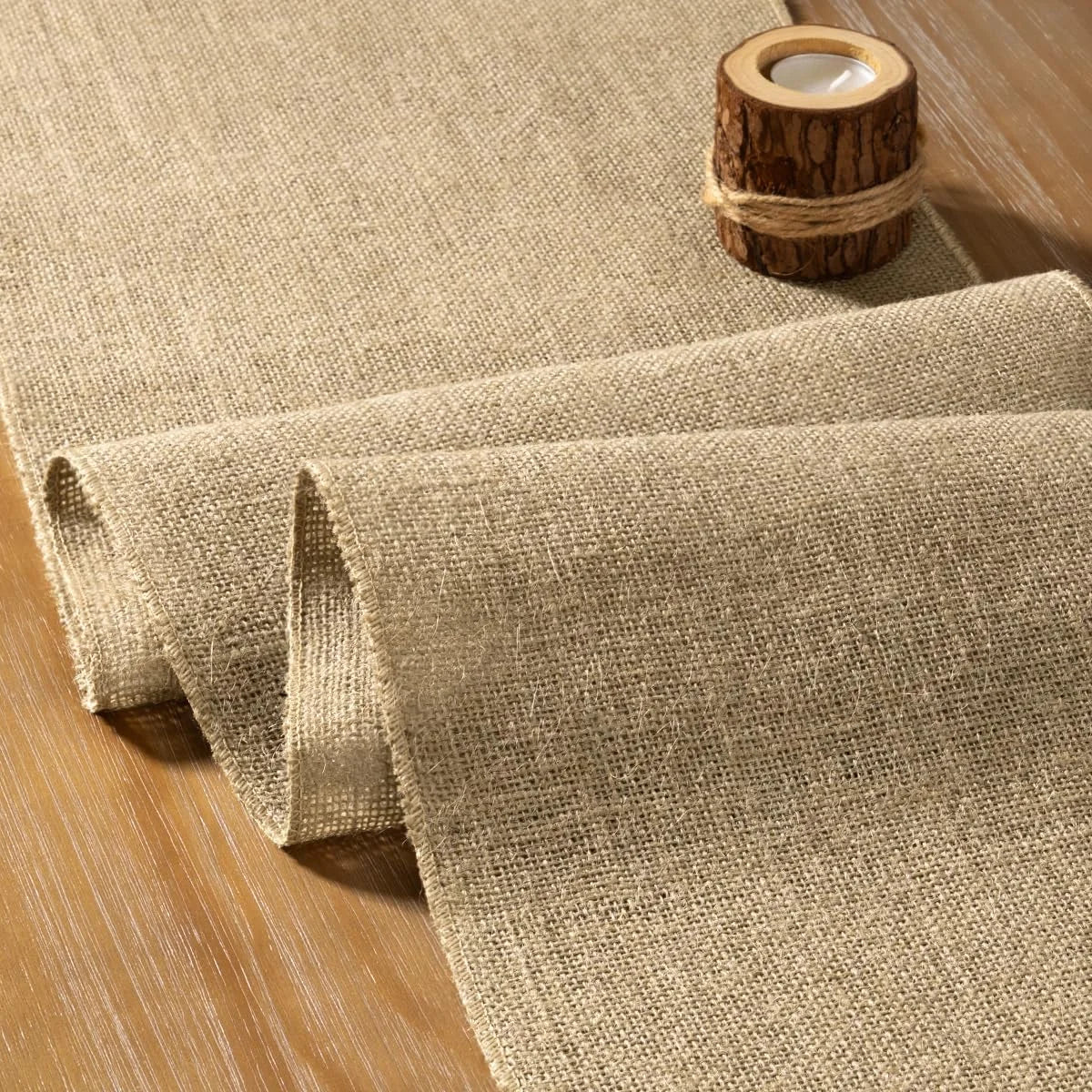 Chemin de table jute naturelle style rustique ferme - vue 4 sur 6