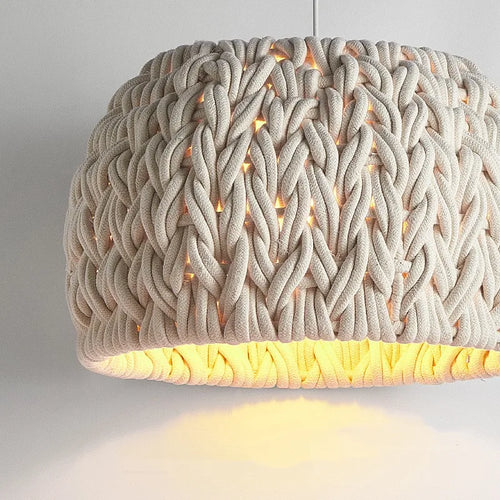 lustre nordique wabi sabi tricoté corde minimalisme led - vue 7 sur 7