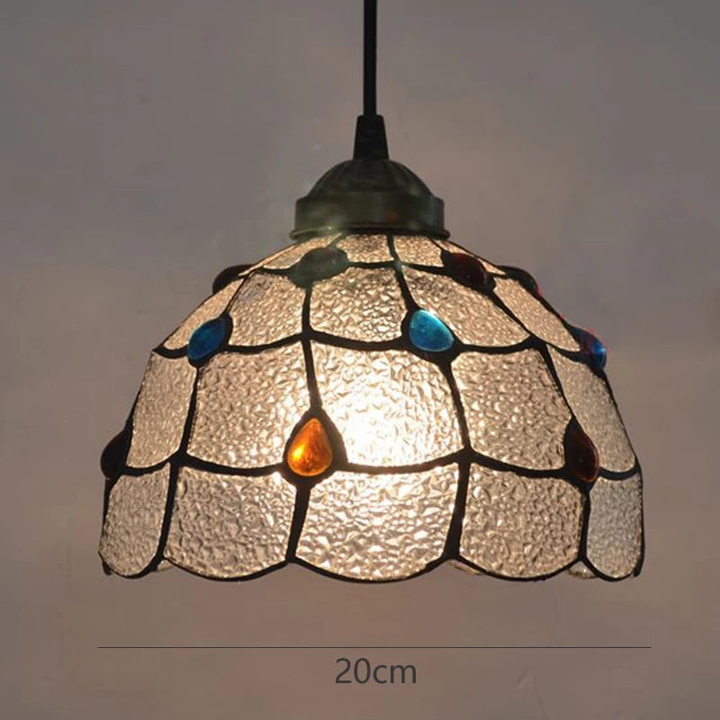 suspension tiffany vitrail pteris luminaire décoratif pour intérieur - vue 7 sur 9
