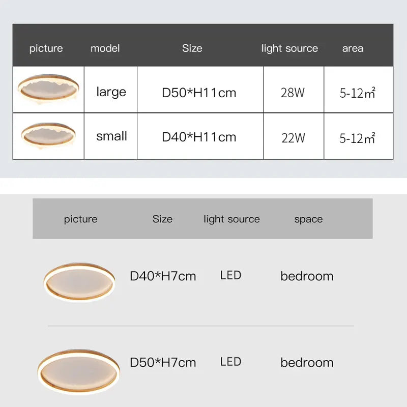 plafonnier en bois intelligent avec anneaux à led moderne - vue 4 sur 10