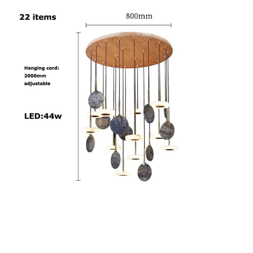 lustre en bois naturel ou marbre doré avec éclairage led - vue 11 sur 11