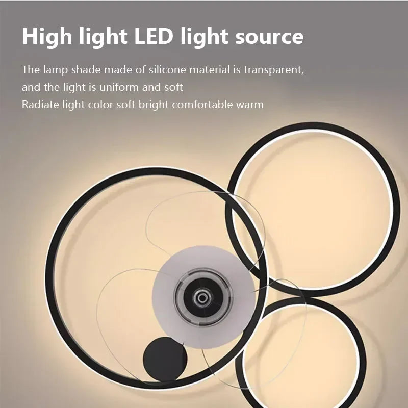 plafonnier led avec ventilateur et télécommande design moderne - vue 4 sur 10