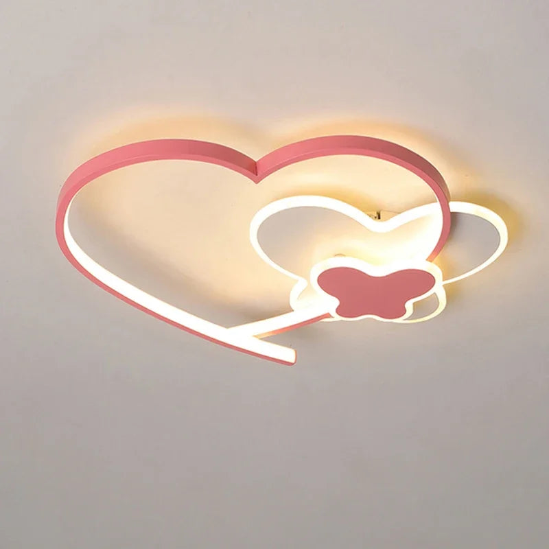 plafonnier LED chambre enfants en forme de coeur rose - vue 1 sur 10