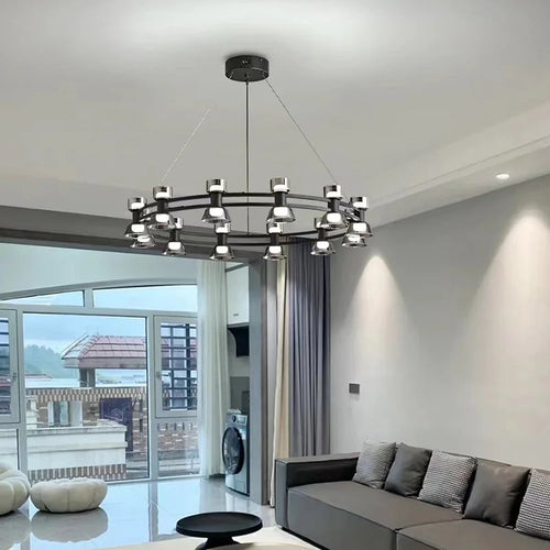 lustre créatif en cuivre et verre design moderne - vue 2 sur 12