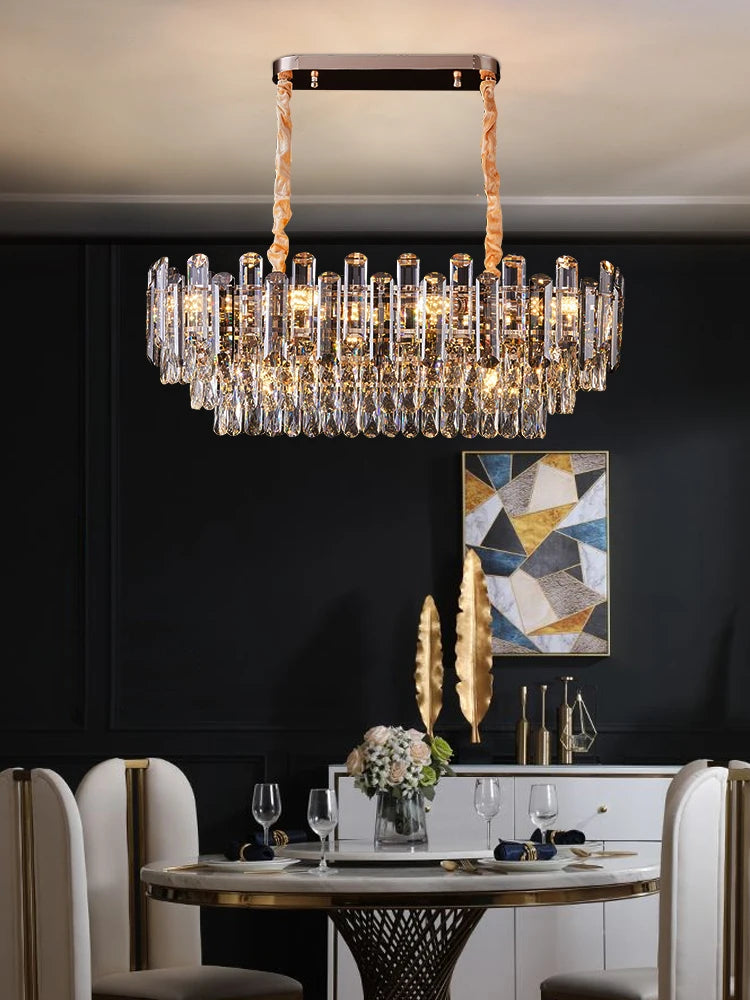 Modern minimalist style K9 crystal LED restaurant chandelier, Nordic designer living room luxury home decoration chandelier - vue 3 sur 11