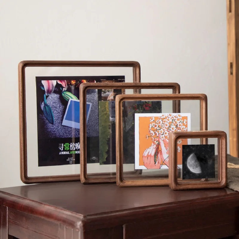 cadre photo double face en bois et verre pour décoration intérieure - vue 3 sur 6