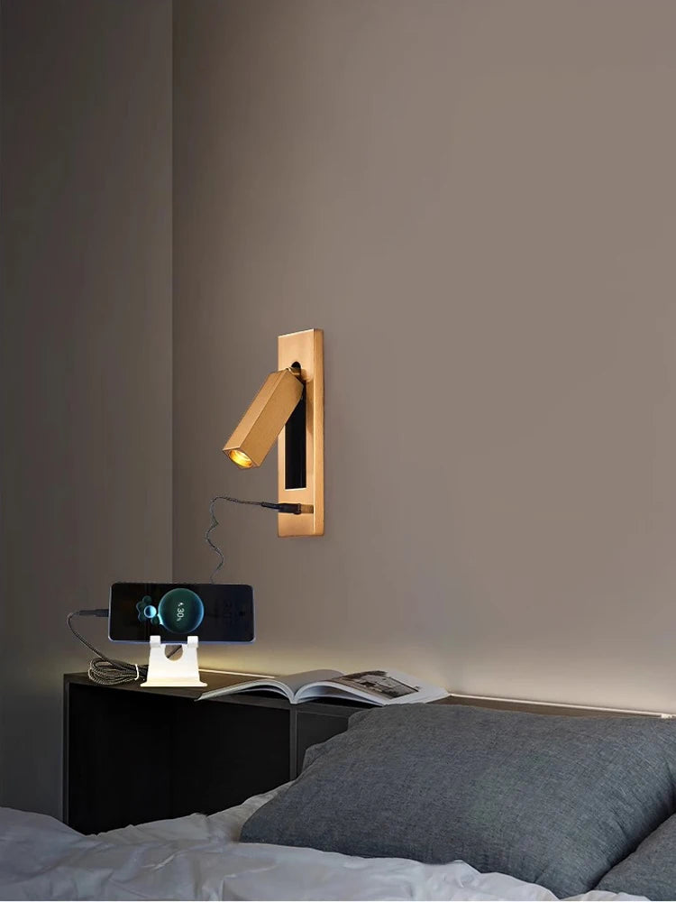 applique murale led rotative en laiton avec interrupteur usb - vue 3 sur 23