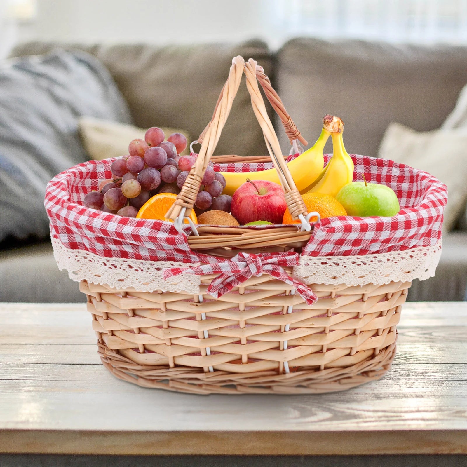 paniers de rangement en osier pour pique-nique décoratifs et pratiques - vue 3 sur 7