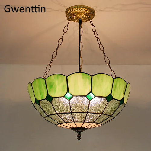 suspension en verre teinté style tiffany pour décoration intérieure - vue 4 sur 26