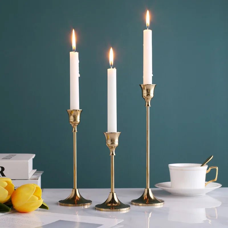 lot de 3 bougeoirs en métal pour décoration élégante et festive - vue 10 sur 10