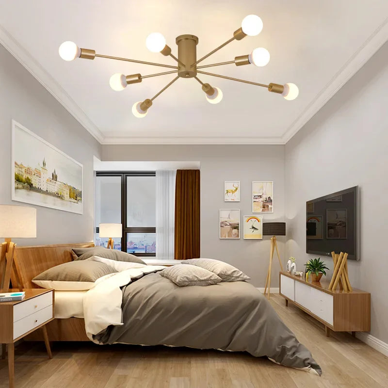 Moderne Créatif LED Plafonnier Lustre Spoutnik Lumière Semi-intégré Nordique Décor À La Maison Luminaires pour Chambre Salon - vue 11 sur 14