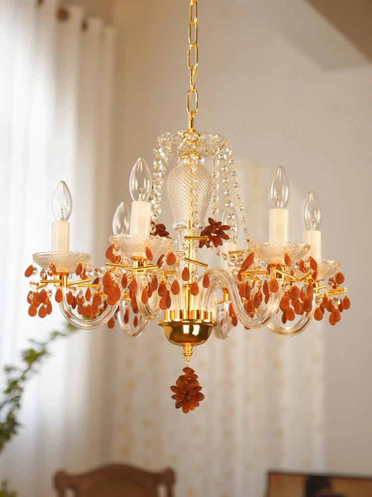 lustre en cristal pour éclairage de jardin et restaurant - vue 5 sur 7