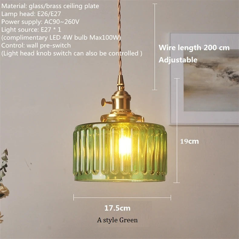 suspension nordique vintage rustique verre cuivre décoration wabi-sabi