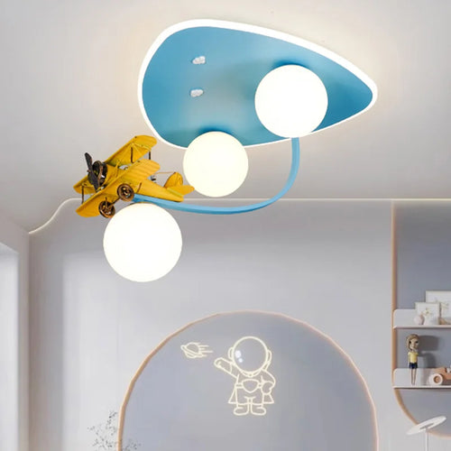 Cartoon Yellow Airplane Ceiling Lamps Children's Room Chandelier Light for Nursery School Kids Girl Boy Bedroom Hanging Lights - vue 2 sur 6