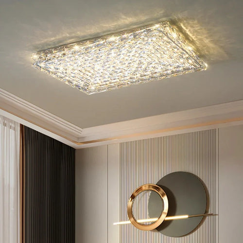 plafonnier led carré en cristal luxe pour décoration intérieure - vue 3 sur 10